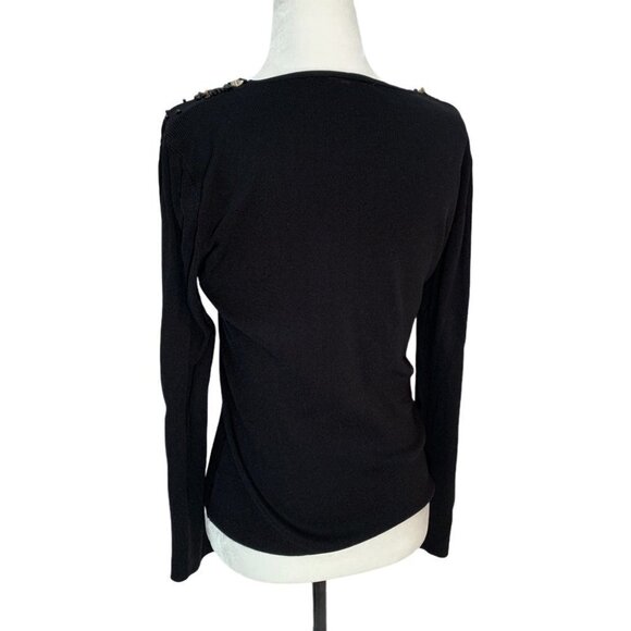 RARE! Vintage Baluchi🖤Black Sweater Bead/Shell Detail Long Sleeve Lightweight … - Picture 5 of 10